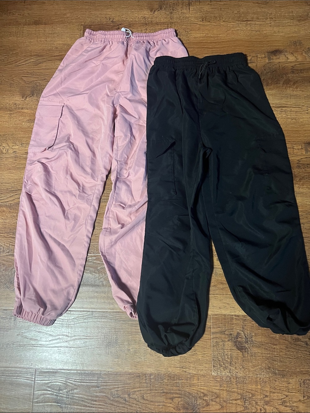 SHEIN Pink and Black Elastic Waist Cargo Joggers